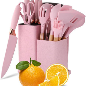 19 Pcs Kitchen Cooking Utensils and Knife Set with Block