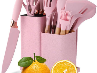 19 Pcs Kitchen Cooking Utensils and Knife Set with Block