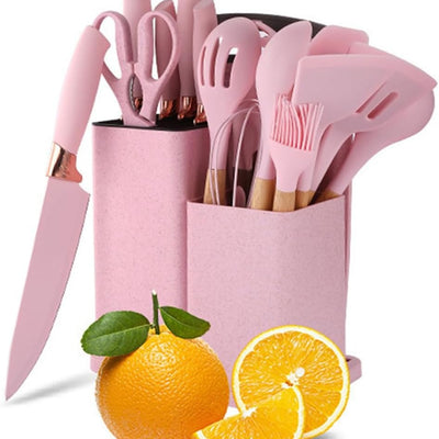 19 Pcs Kitchen Cooking Utensils and Knife Set with Block