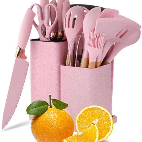 19 Pcs Kitchen Cooking Utensils and Knife Set with Block