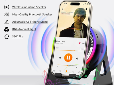 4-in-1 Wireless Induction Speaker with RGB Lights & Phone Stand | 360° Rotating Design